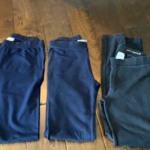 3 pairs Crewcuts leggings- two navy, one black.